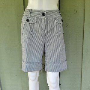 ETCETERA Black White Seersucker Striped Shorts 8